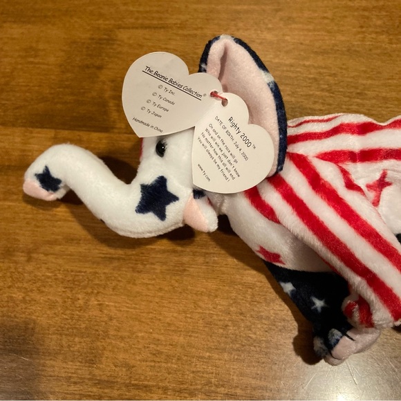 NWT Vintage "Righty 2000" Beanie Baby. Date of birth 7/4/2000. - Picture 5 of 15